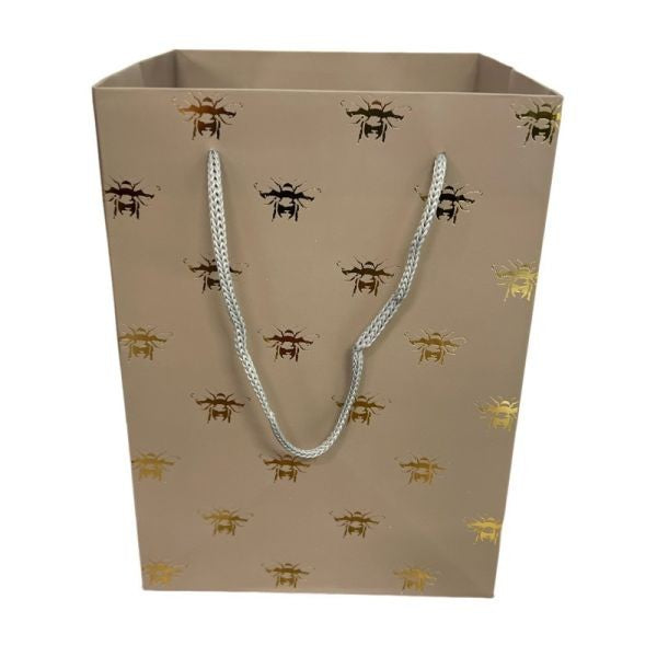 Grey Hand Tie Bag with Gold Bees (Pack of 10)