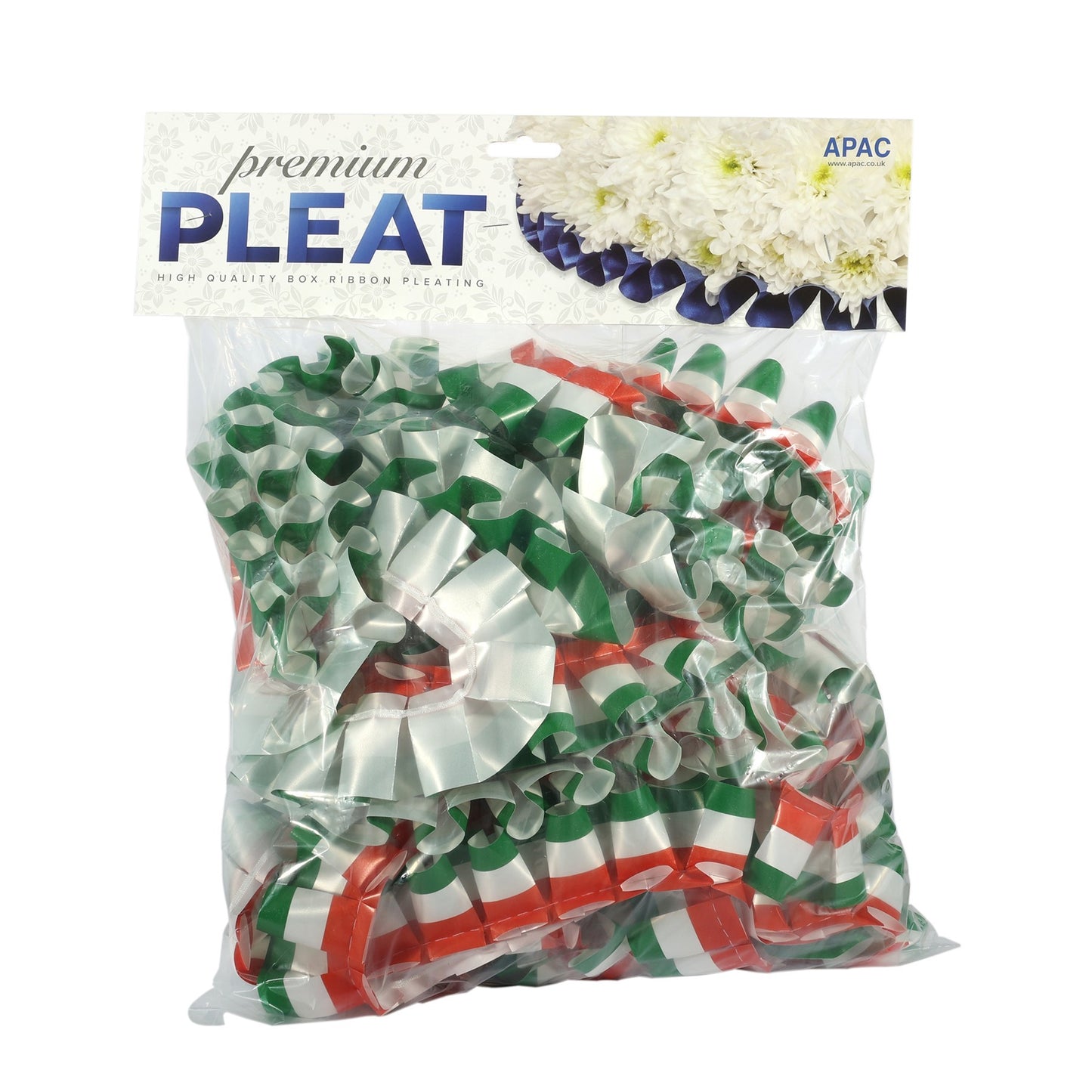 Premium Tri-Colour Pleat Ribbon (50mm x 10m)