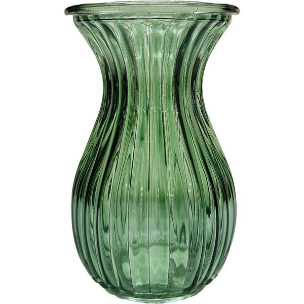 Green Harper Fluted & Flared Glass Vase (14cm)