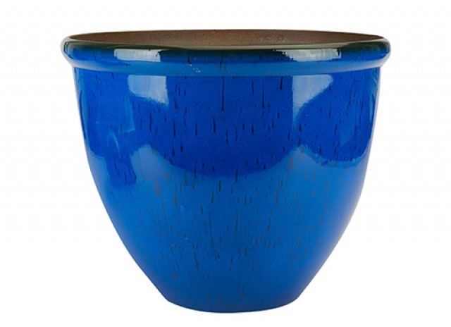 Dark Blue Ceramic Look Planter (40cm)