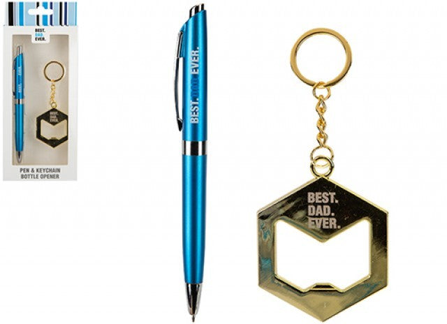 Silver Best Dad Ever Pen & Keyring Set
