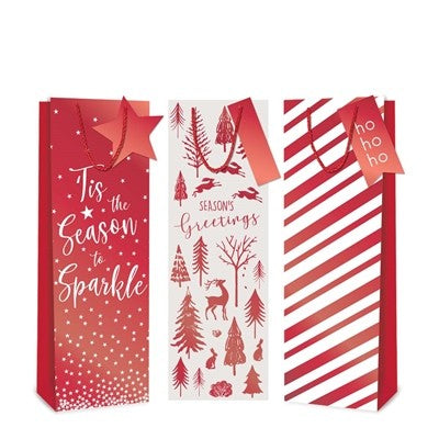 Red Foil Christmas Bottle Bags