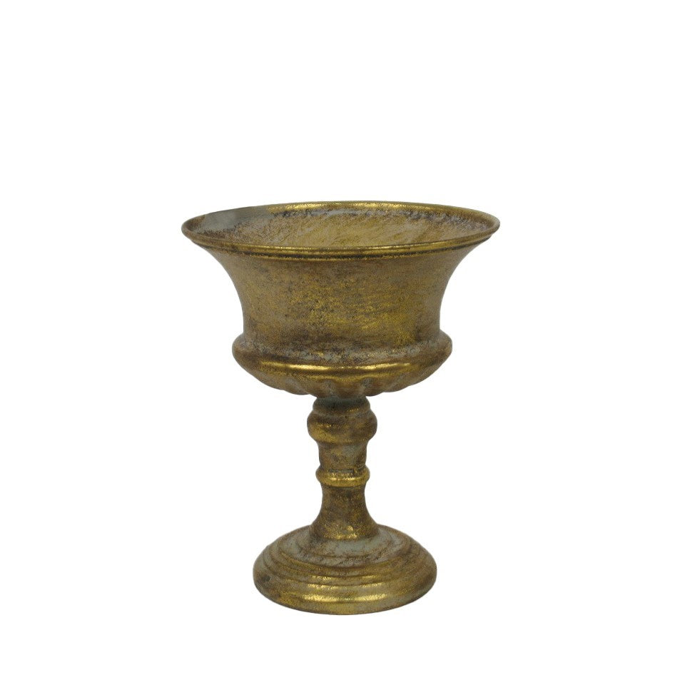 Antique Gold Creation Footed Metal Bowl with Bird (22cm)