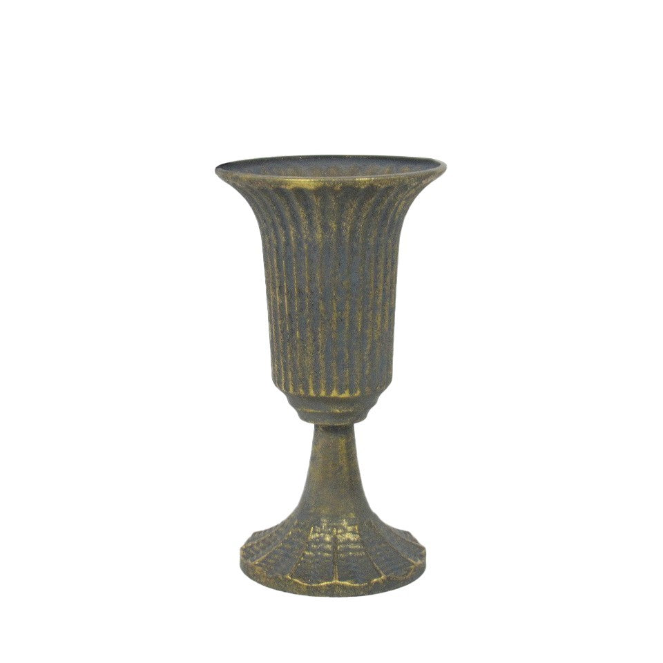 Antique Gold Creation Metal Urn Vase on Stem (25cm)