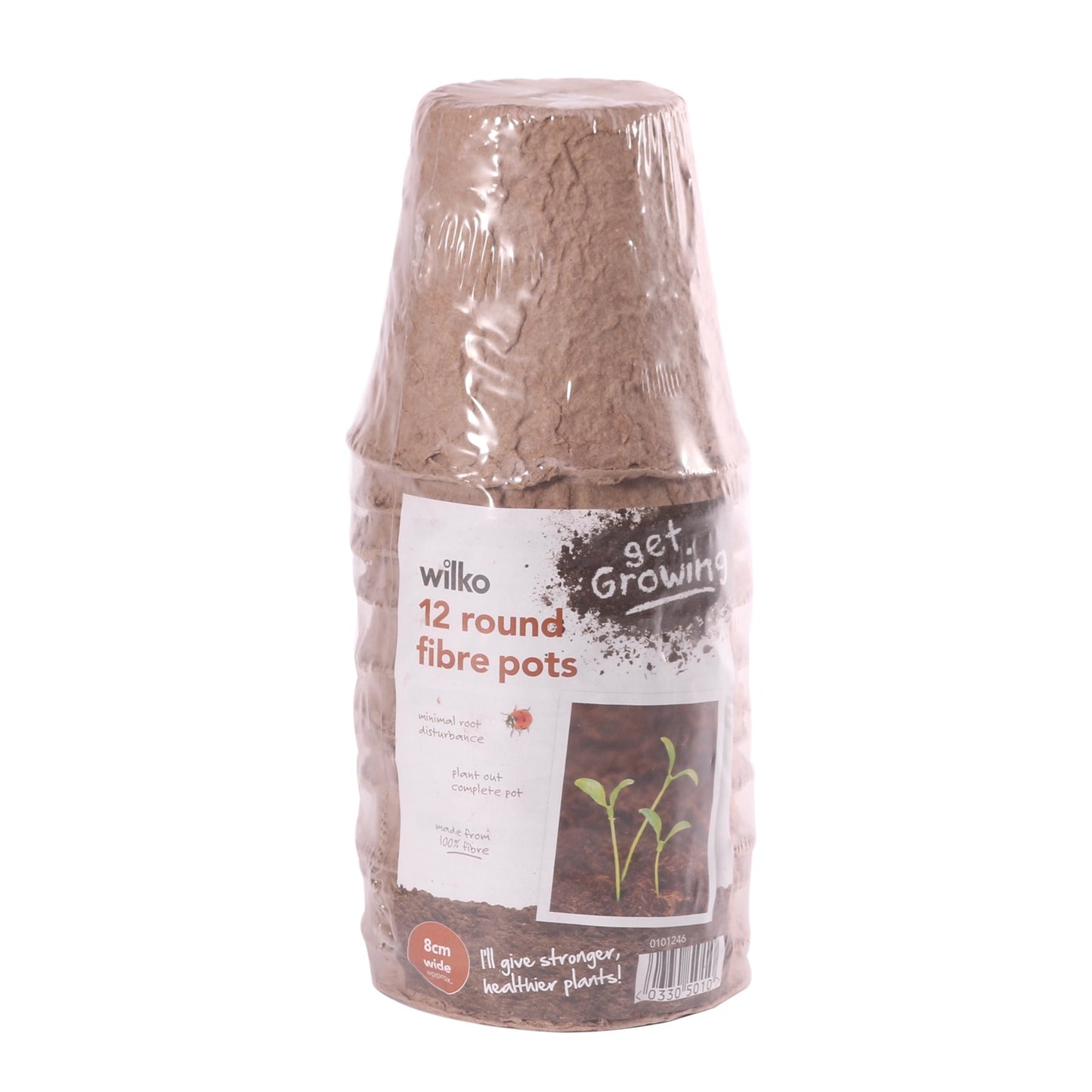 8cm Round Brown Fibre Pots (x12)