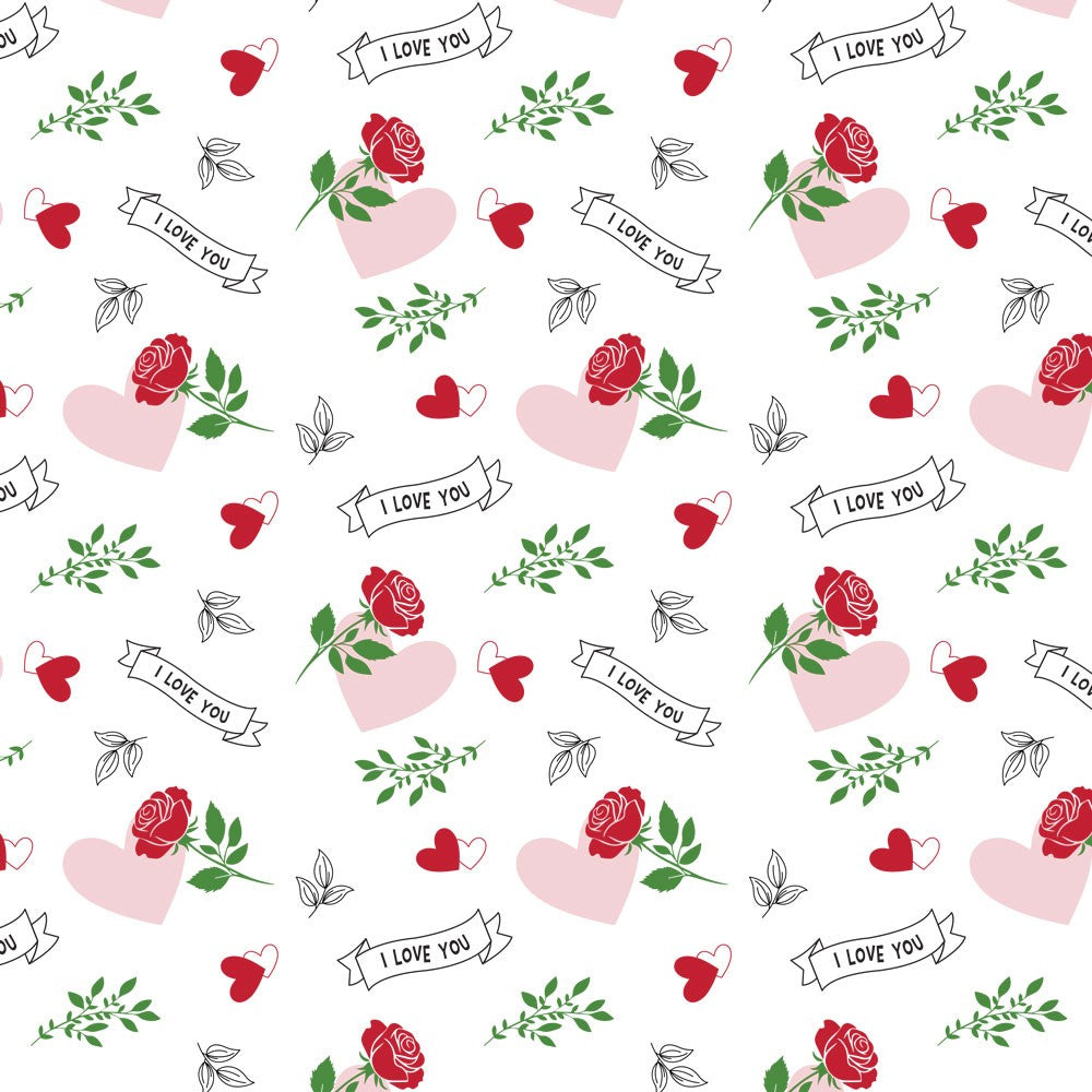 I Love You Hearts & Roses Frosted Cello Wrap (80m)