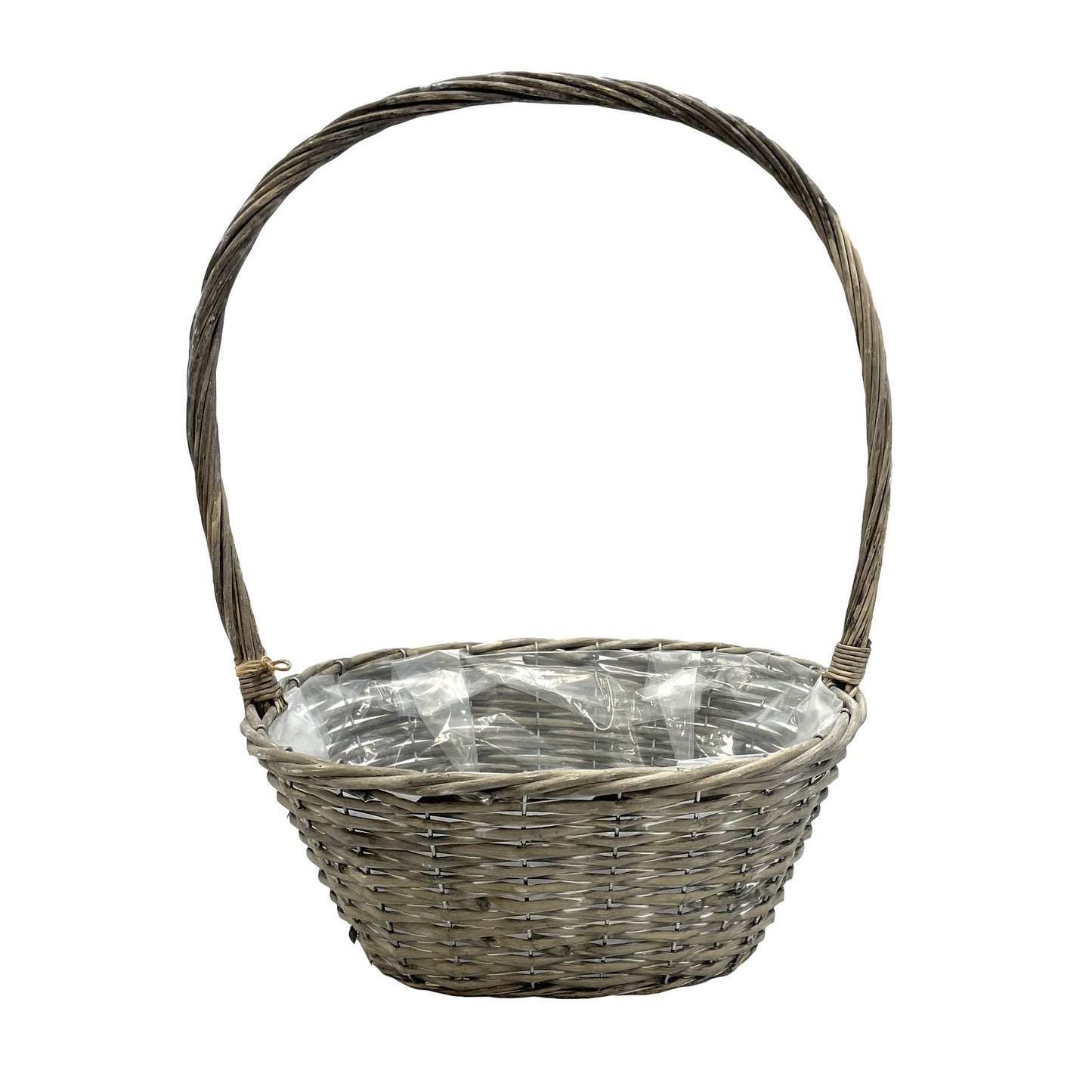 Grey Oval Basket with Handle (35cm)