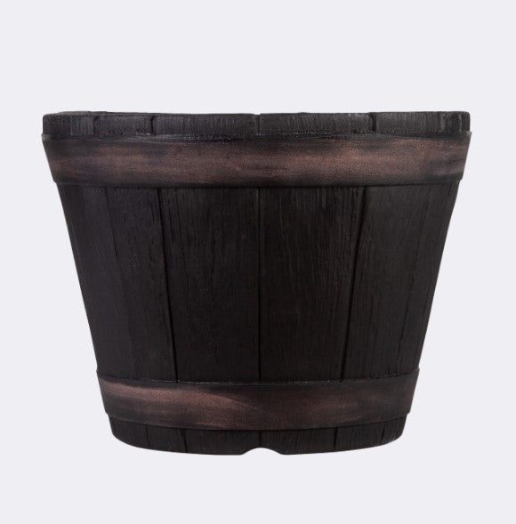 Black Oakwood Barrel Planter (34cm)