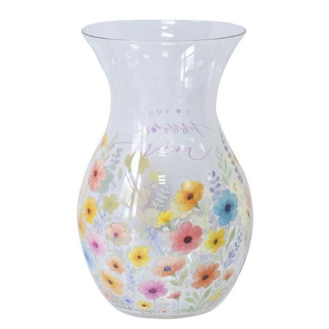 I Love You Mum Flower Glass Vase