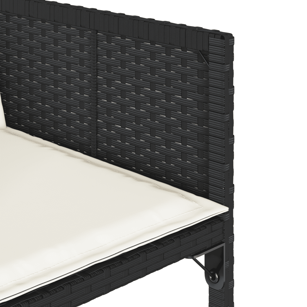 7 Piece Garden Dining Set with Cushions Black Poly Rattan