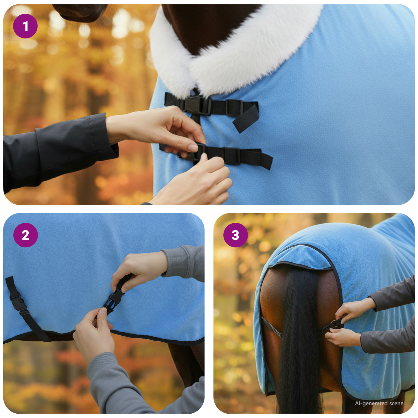 Horse Blanket Full Aqua 95 cm Polar fleece