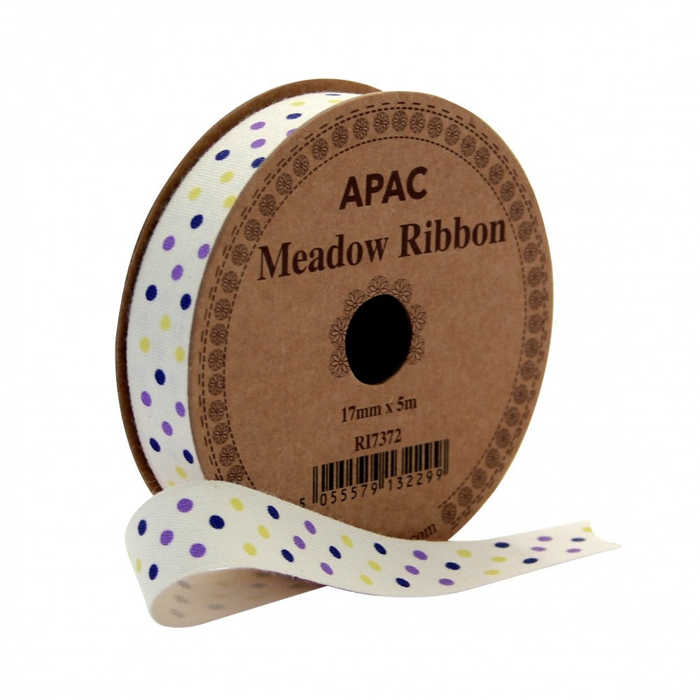 Dots Lilac Navy & Yellow Ribbon