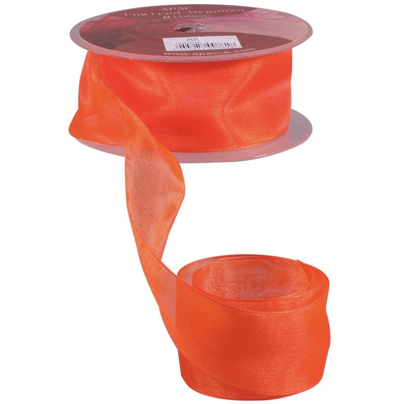 Orange Woven Edge Organza 38mm
