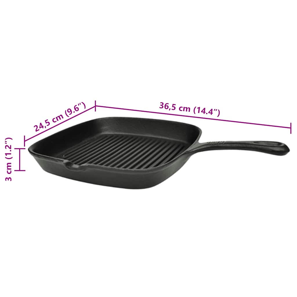 50123 vidaXL Grill Pan Cast Iron 24x23 cm