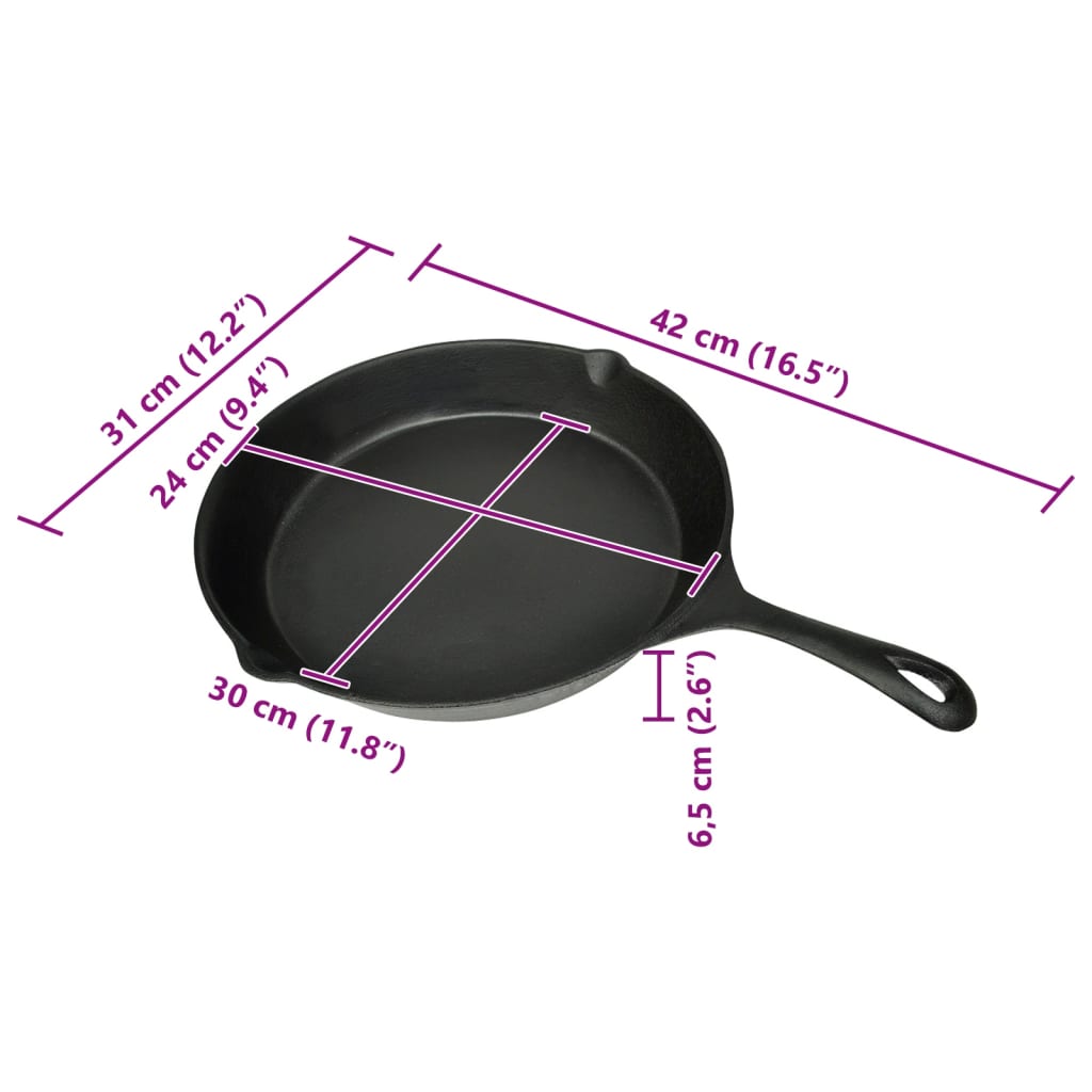 50124 vidaXL Grill Fry Pan Cast Iron 30 cm Round