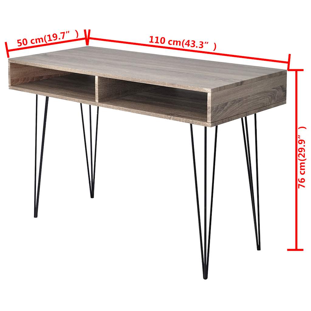20136 vidaXL Desk with 2 Compartments Grey