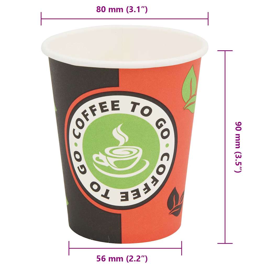 30085 vidaXL 1000 pcs Disposable Coffee Cups Paper 240 ml (8 oz)