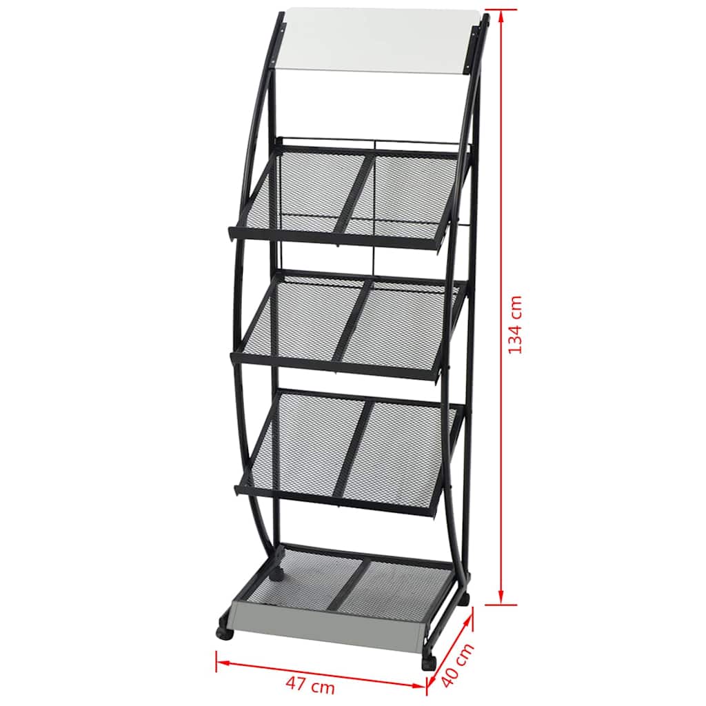 30099 vidaXL Magazine Rack 47x40x134 cm Black and White A4