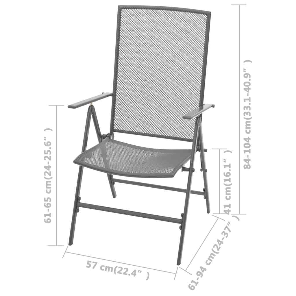 Stackable Folding Chairs 2 pcs Steel Grey