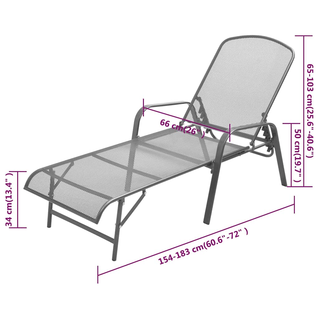 42725 vidaXL Sun Lounger Steel Anthracite