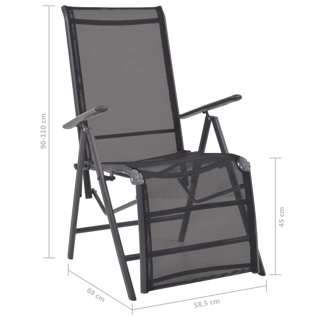 Sunlounger | Black | Aluminium | Medium | Adjustable Armrests