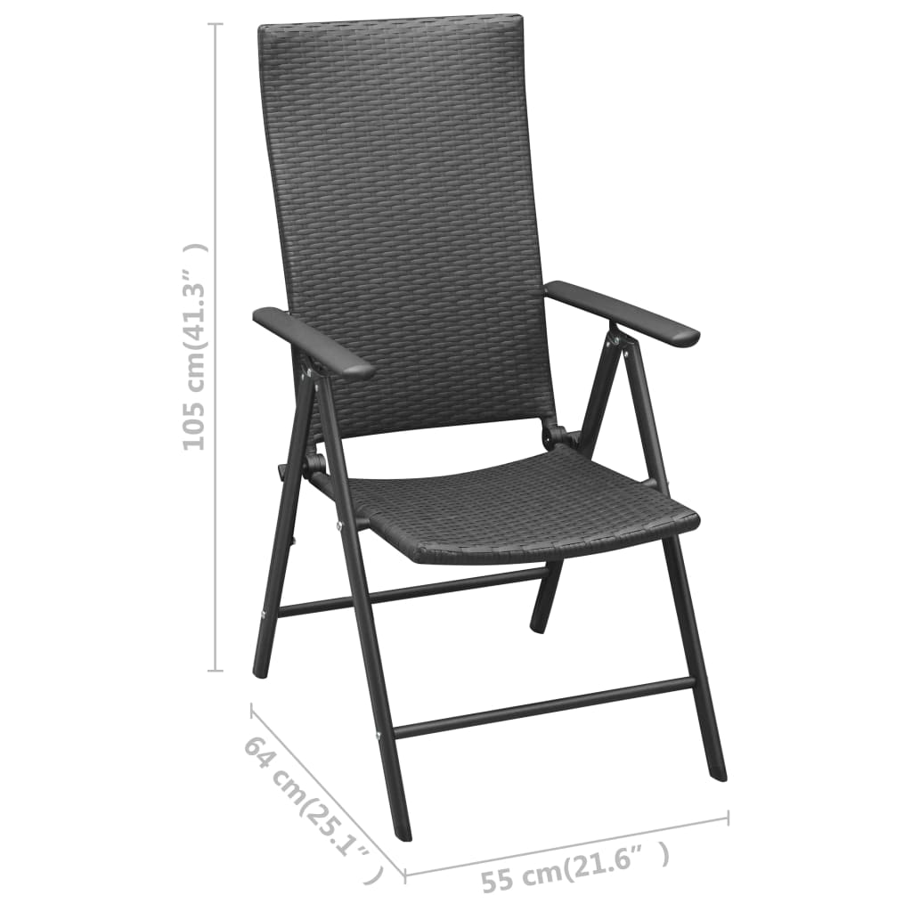 Stackable Folding Chairs 2 pcs Poly Rattan Black
