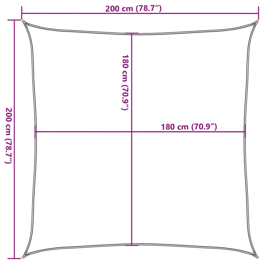 43012 vidaXL Sunshade Sail HDPE Square 2x2 m Beige