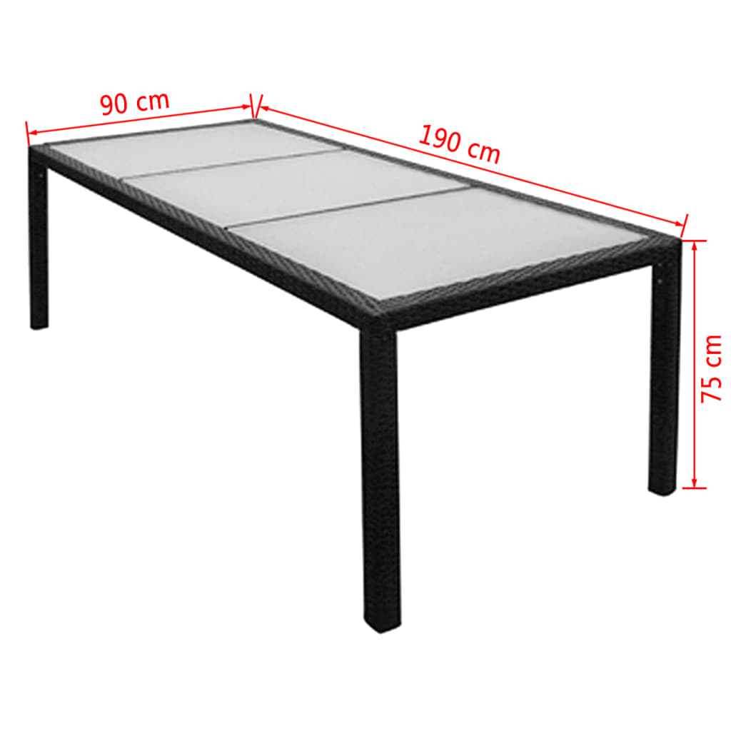 vidaXL 9 Piece Outdoor Dining Set with Cushions Poly Rattan Black