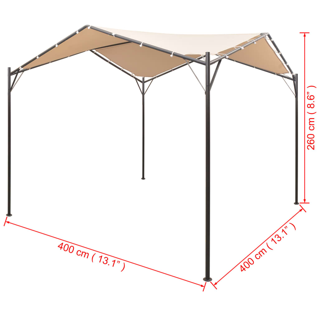 43167 vidaXL Gazebo Pavilion Tent Canopy 4x4 m Steel Beige