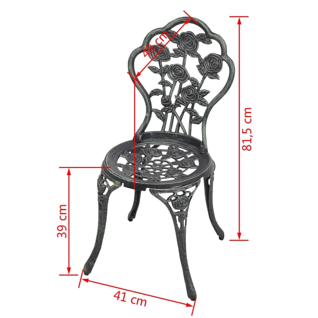 Garden Chair | Set of 2 | Green | Cast aluminium, cast iron | Standard