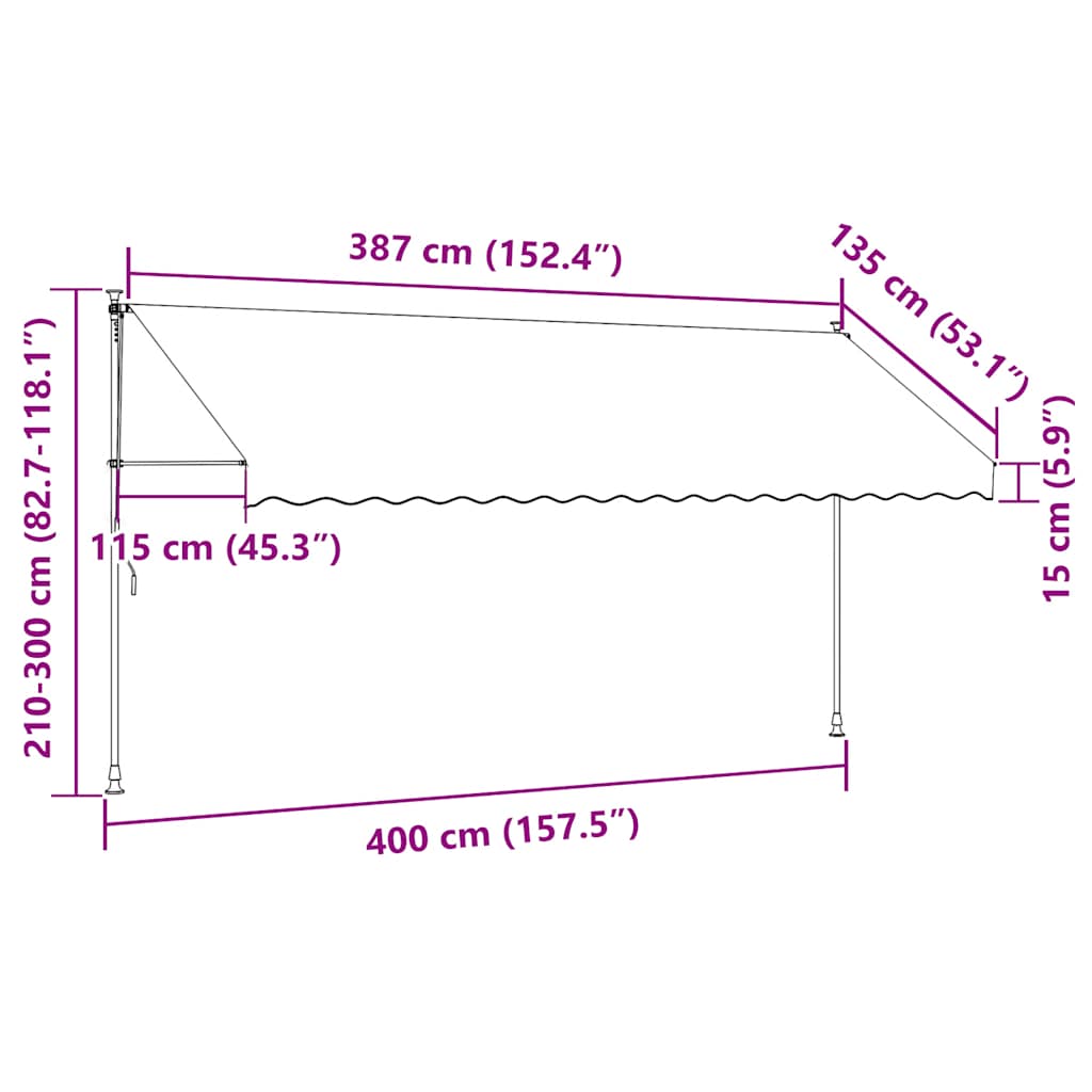 43230 vidaXL Manual Retractable Awning 400 cm Yellow and Blue Stripes