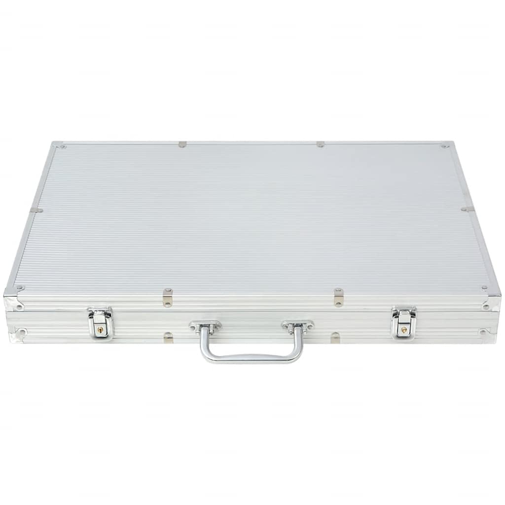 80185 vidaXL Poker Set with 1000 Laser Chips Aluminium