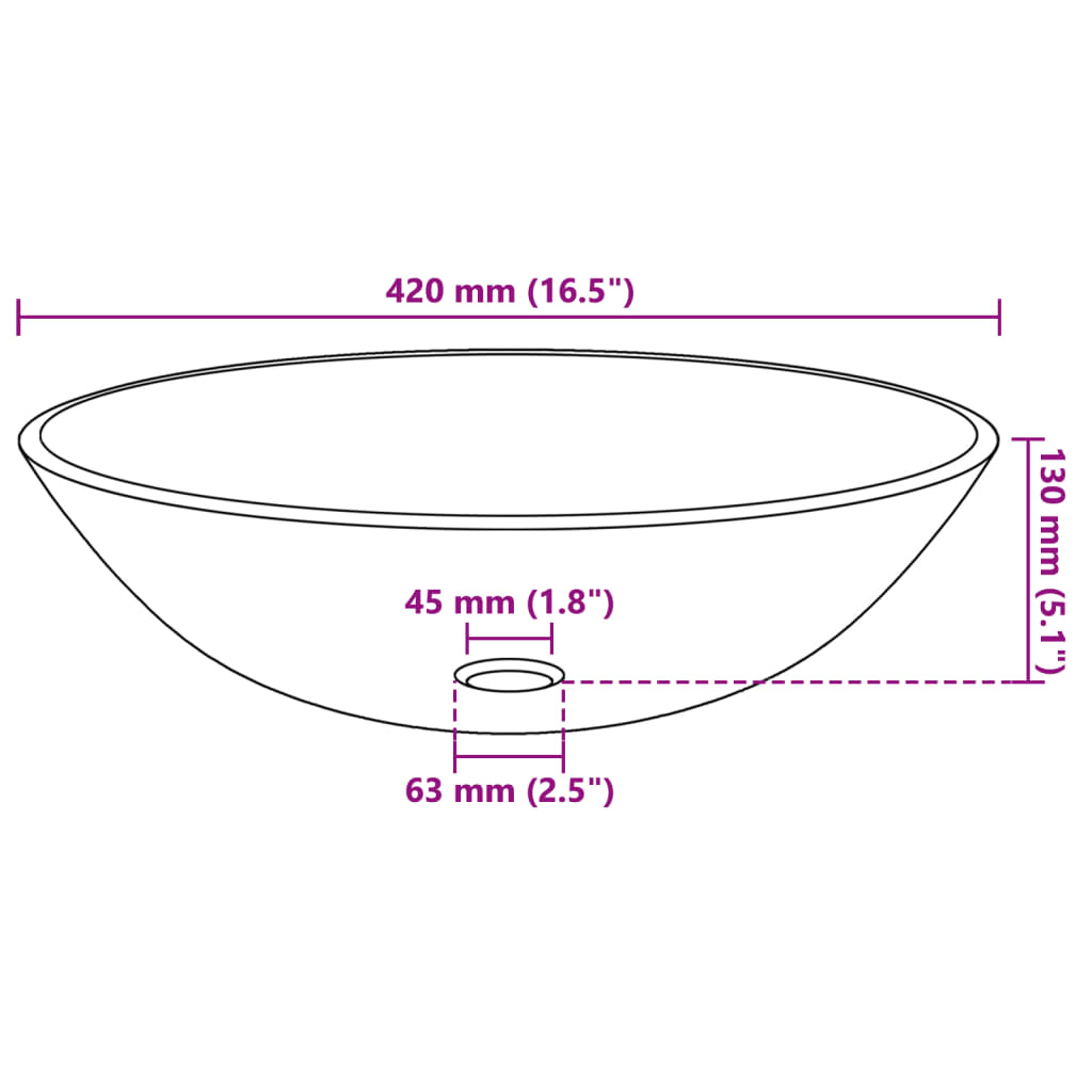 142229 vidaXL Basin Tempered Glass 42 cm Transparent