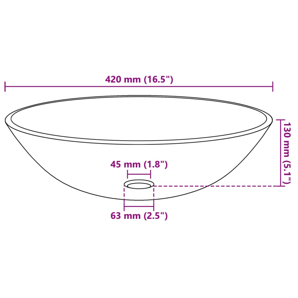 142230 vidaXL Basin Tempered Glass 42 cm Frosted