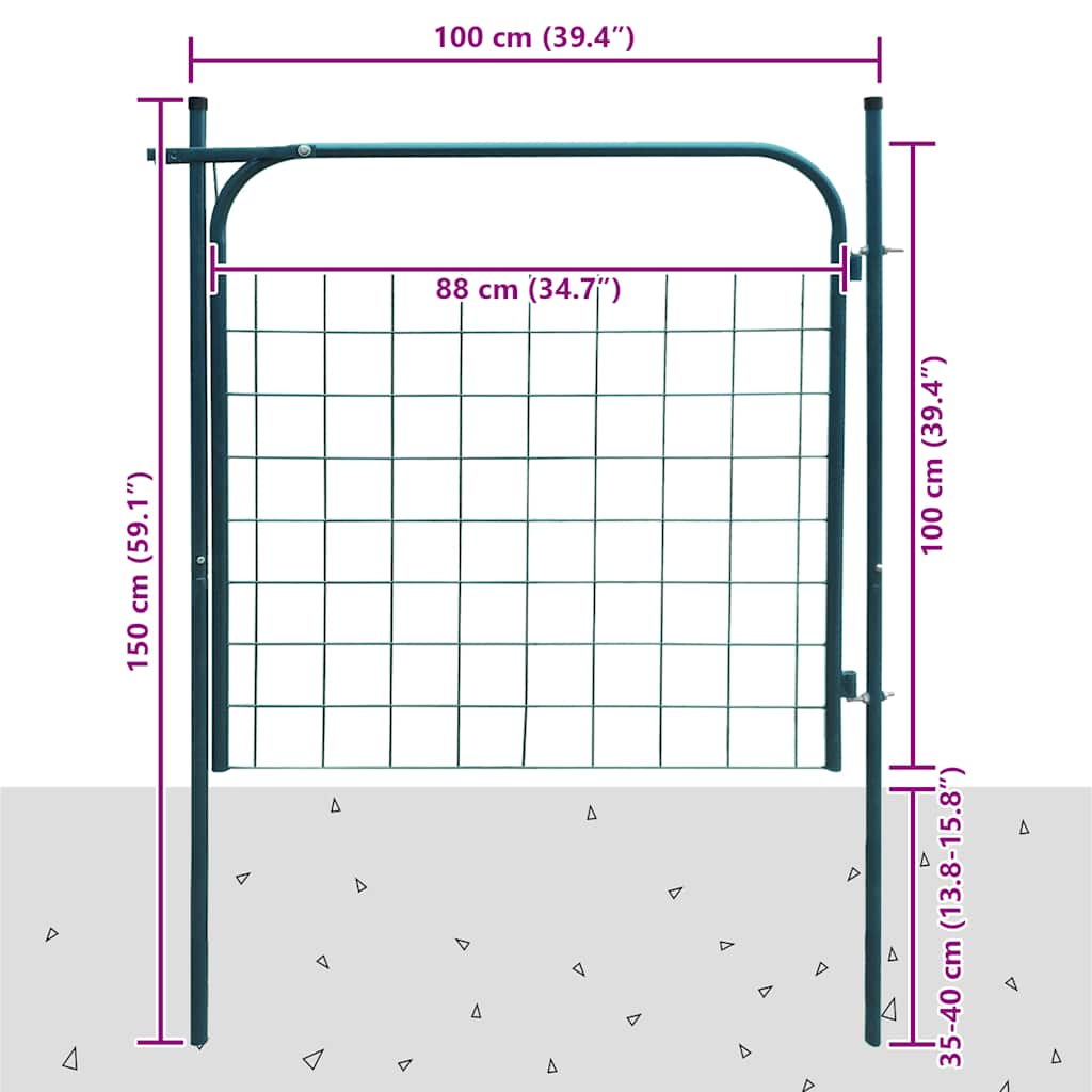 142292 vidaXL Garden Fence Gate 100x100 cm Green