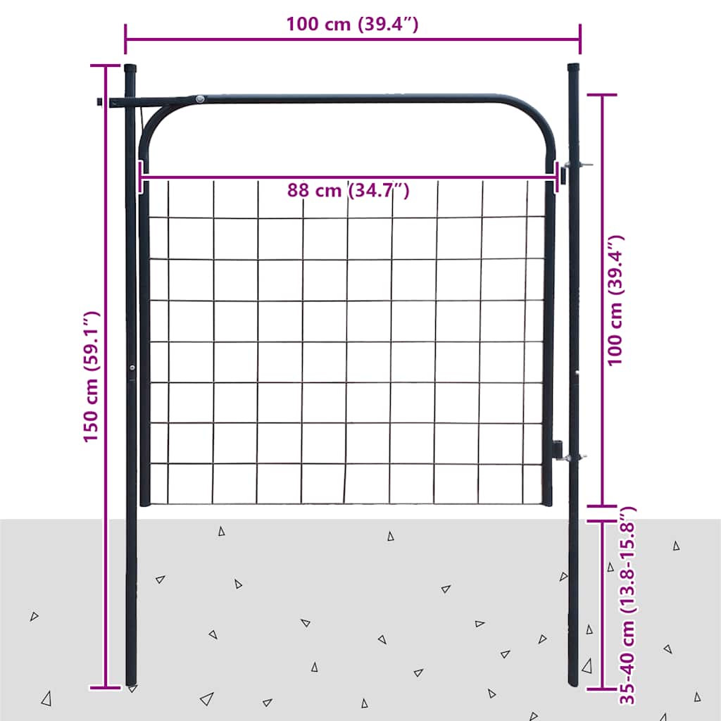142293 vidaXL Garden Fence Gate 100x100 cm Anthracite