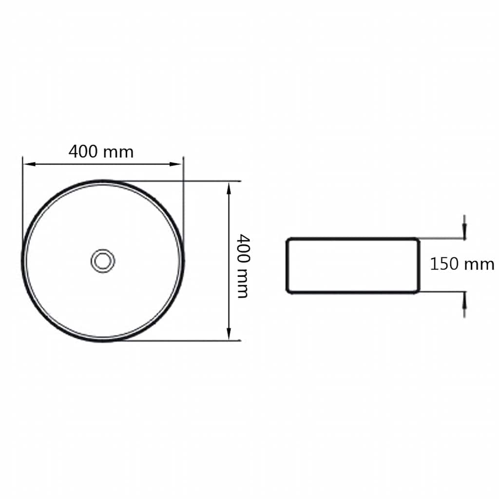 142340 vidaXL Basin Round Ceramic White 40x15 cm