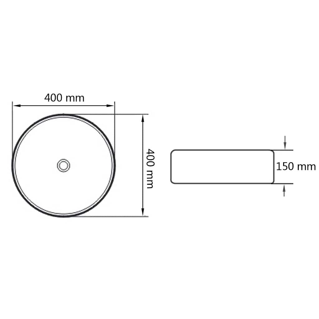 142342 vidaXL Basin Round Ceramic White 40x15 cm