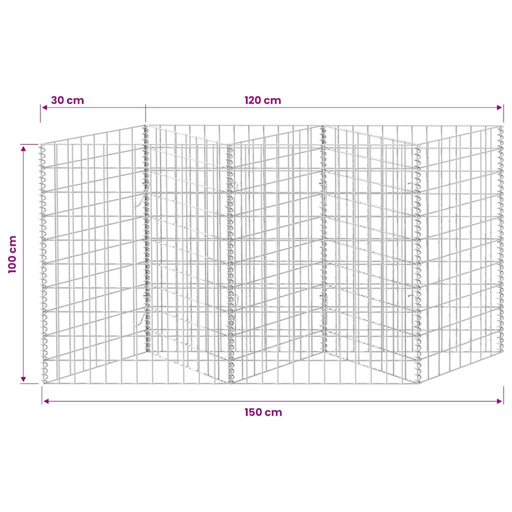 Gabion Basket Galvanised Steel 120x30x100 cm