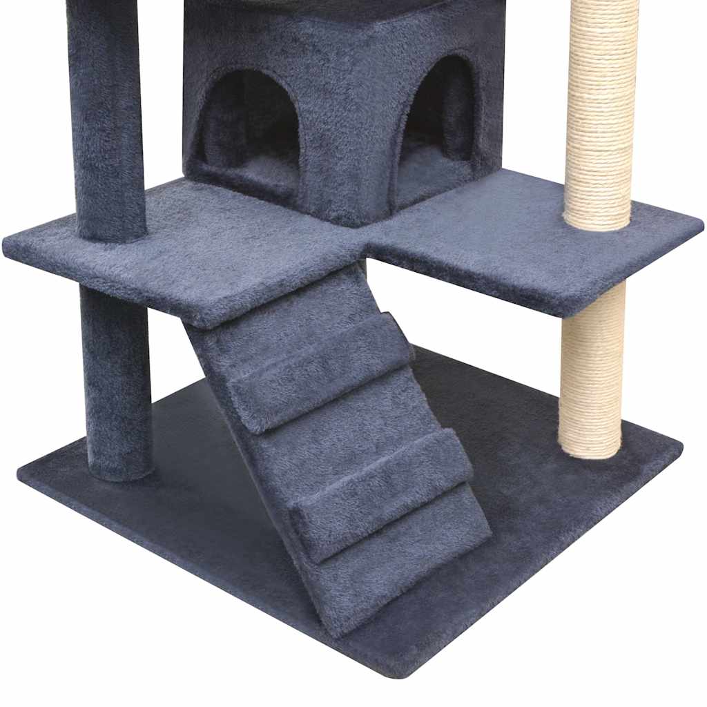 170479 vidaXL Cat Tree with Sisal Scratching Posts 125 cm Dark Blue