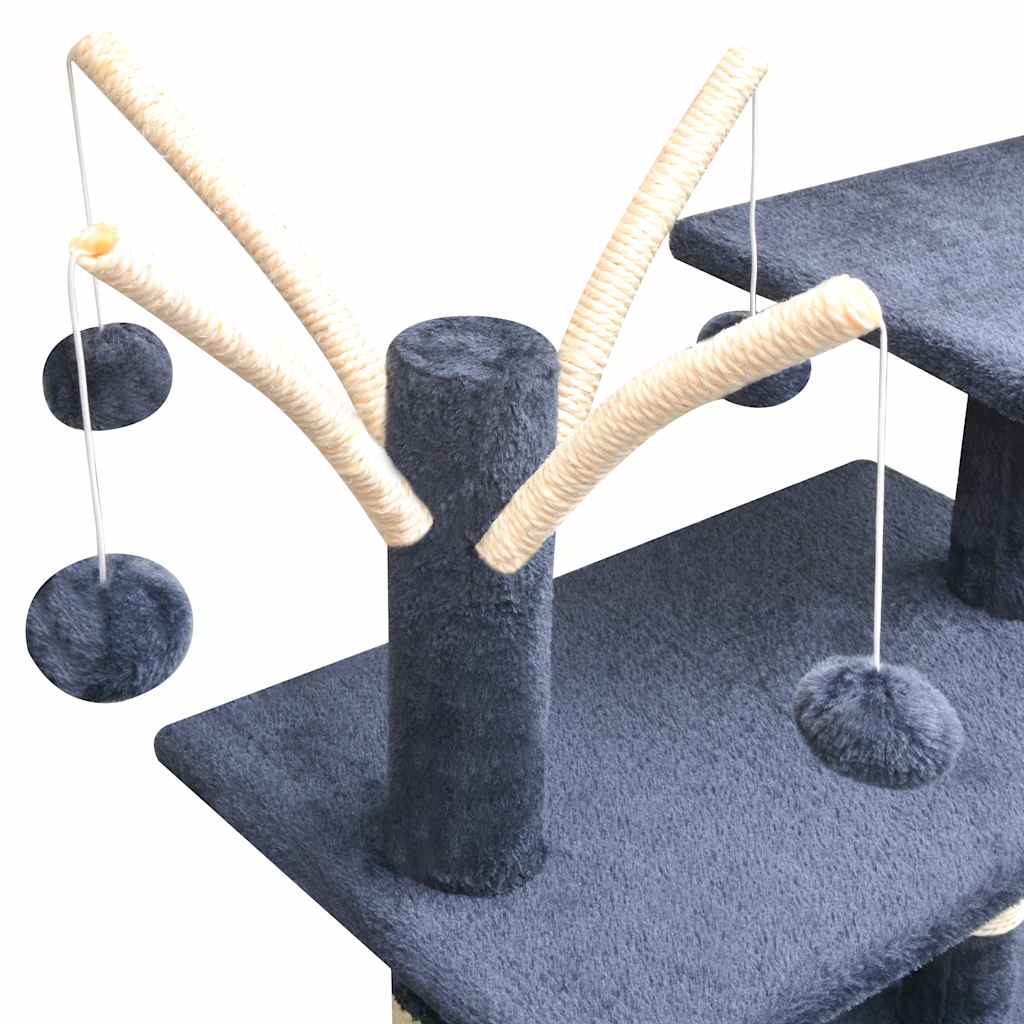 170484 vidaXL Cat Tree with Sisal Scratching Posts 125 cm Dark Blue