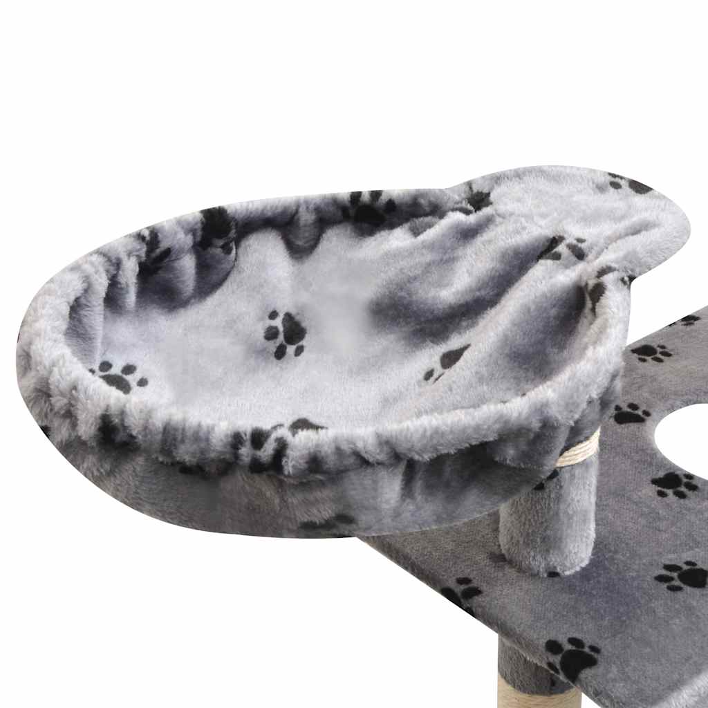 170486 vidaXL Cat Tree with Sisal Scratching Posts 150 cm Paw Prints Grey
