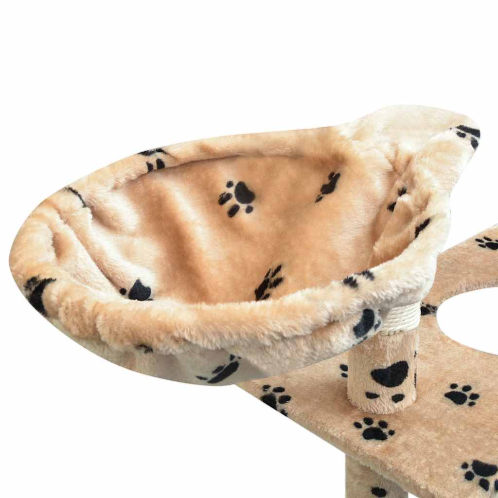 170488 vidaXL Cat Tree with Sisal Scratching Posts 150 cm Paw Prints Beige