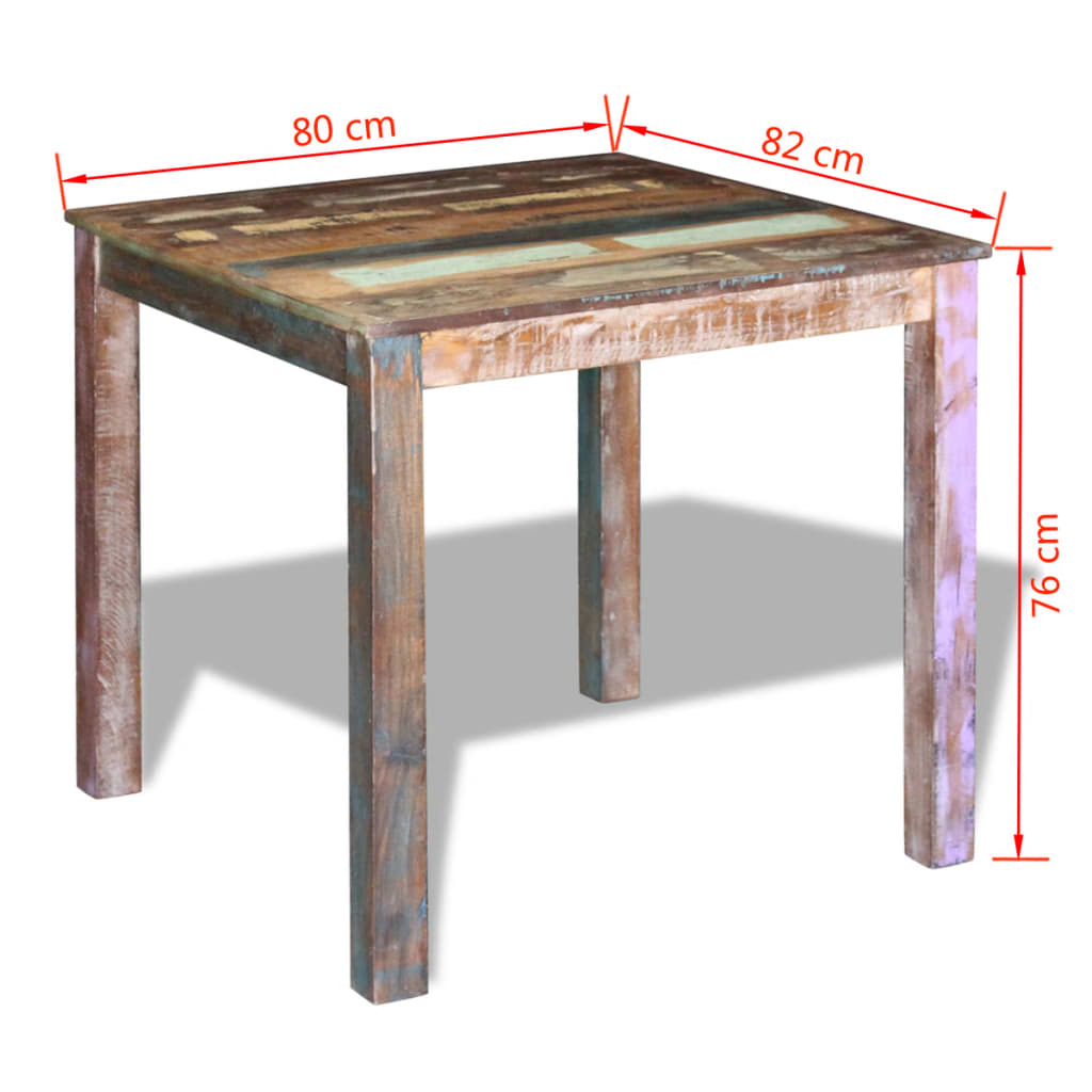 243452 vidaXL Dining Table Solid Reclaimed Wood 80x82x76 cm