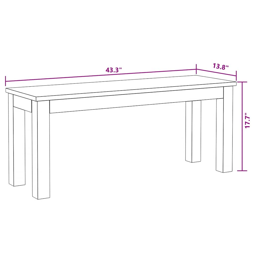 243454 vidaXL Bench Solid Reclaimed Wood 110x35x45 cm