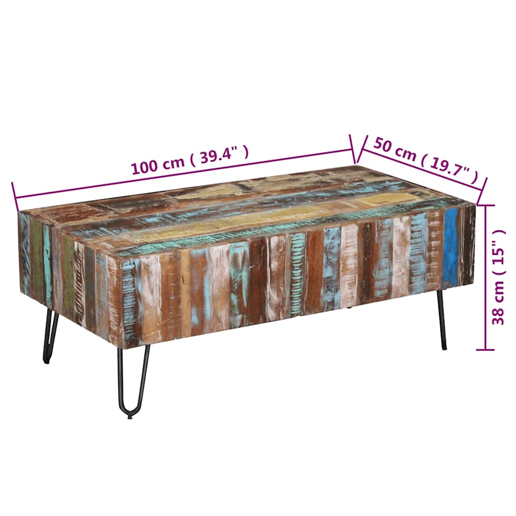 243455 vidaXL Coffee Table Solid Reclaimed Wood 100x50x38 cm