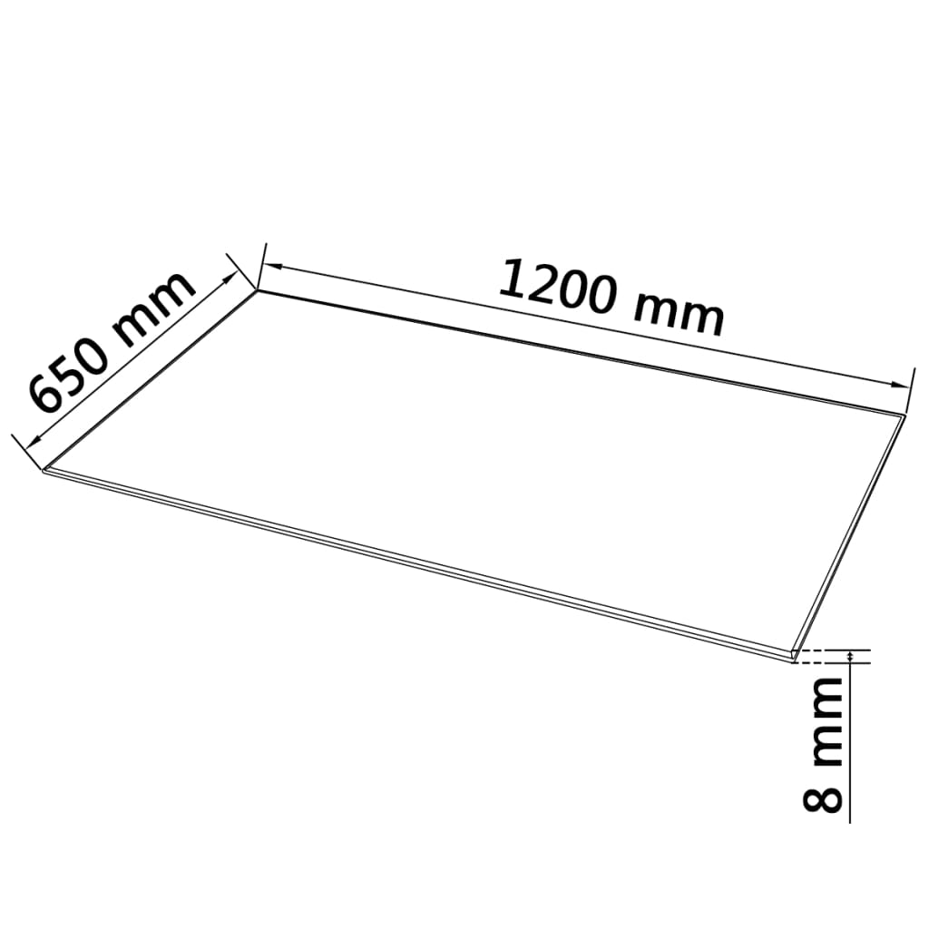 243634 vidaXL Table Top Tempered Glass Rectangular 1200x650 mm