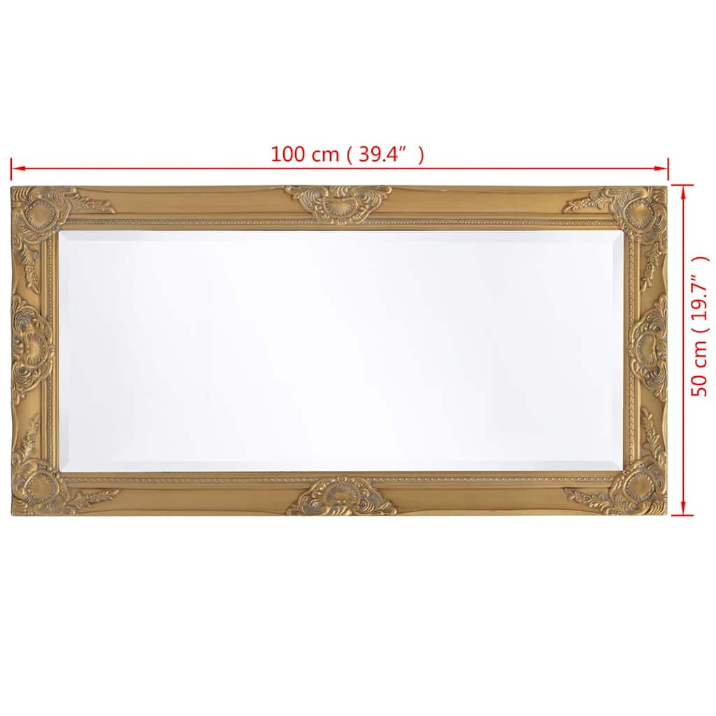 243680 vidaXL Wall Mirror Baroque Style 100x50 cm Gold
