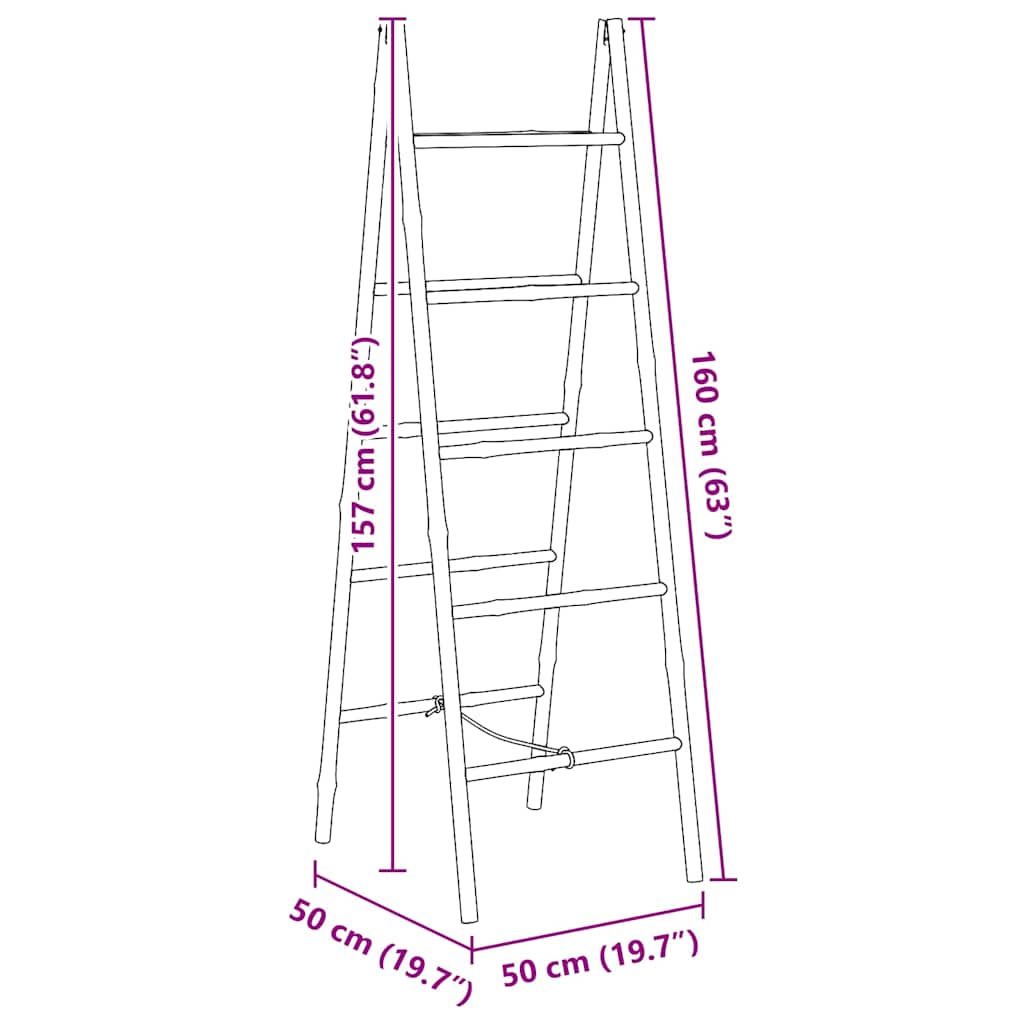 243714 vidaXL Double Towel Ladder with 5 Rungs Bamboo 50x160 cm
