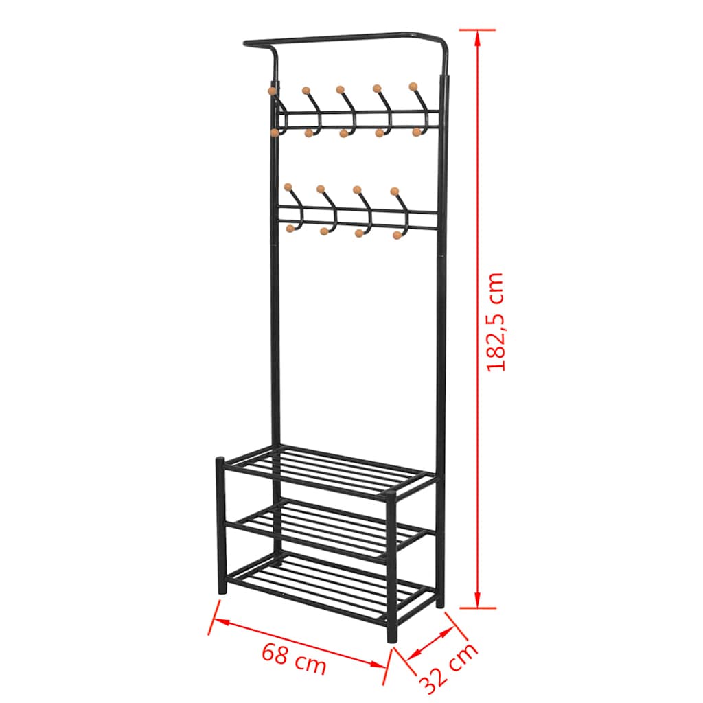 243726 vidaXL Clothes Rack with Shoe Storage 68x32x182,5 cm Black